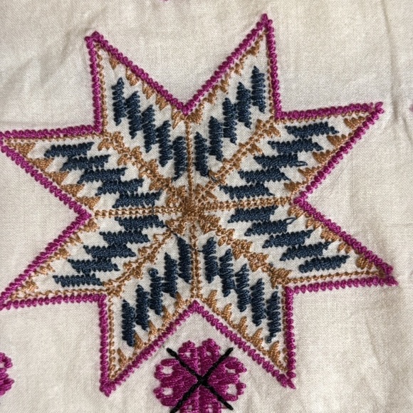 LITTLE‎ WHITE LIES Cornflower Blue Pink Boho Embroidered Stitch Shift Dress - Picture 4 of 11